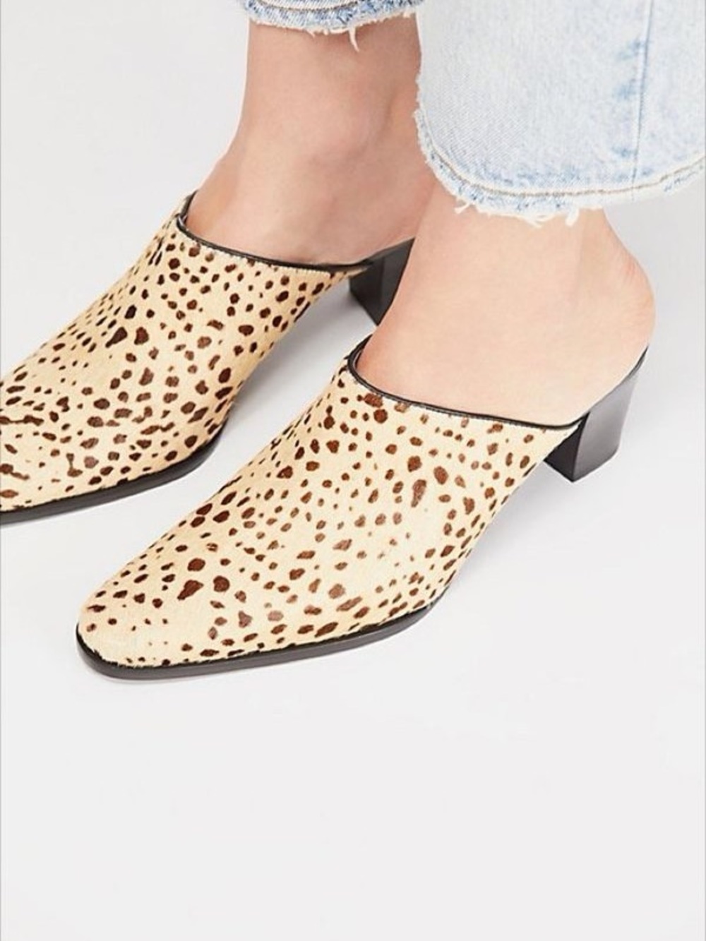 Matisse Cheetah Haircalf Mule Heels Tan Black Leather Slip On Size 9